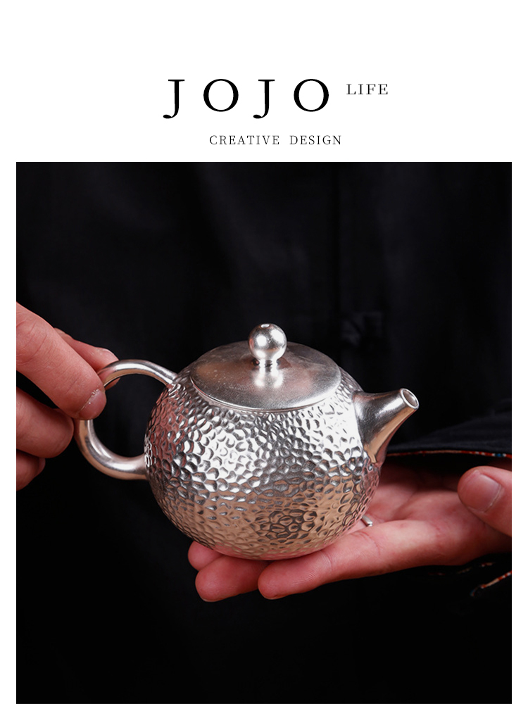Jojo's L. PD · Silver Tea Making Teapot Ceramic Silver Plated Living Room Hammered Silverware Tea Set | Sillver Hammer