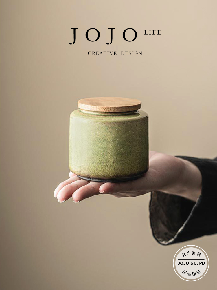 Jojo's L. Pd. Flag. Tea Canister Kiln Baked Retro Sealed Storage Ceramic Small Tea Warehouse Tea Storage | Flag