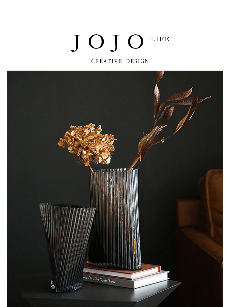 Jojo's L. PD · Huzh · Vase Glass Stripes Hand Blown Dried Flower Decoration Scandinavian | Fantasy