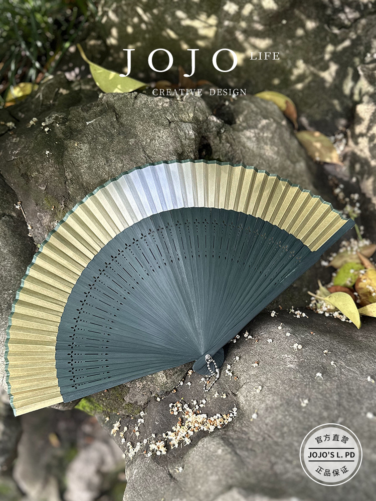Jojo's L. Pd. Mr. Grocery. Antique Fan Folding Fan Chinese Style Summer Cheongsam Folding Fan | Yellow