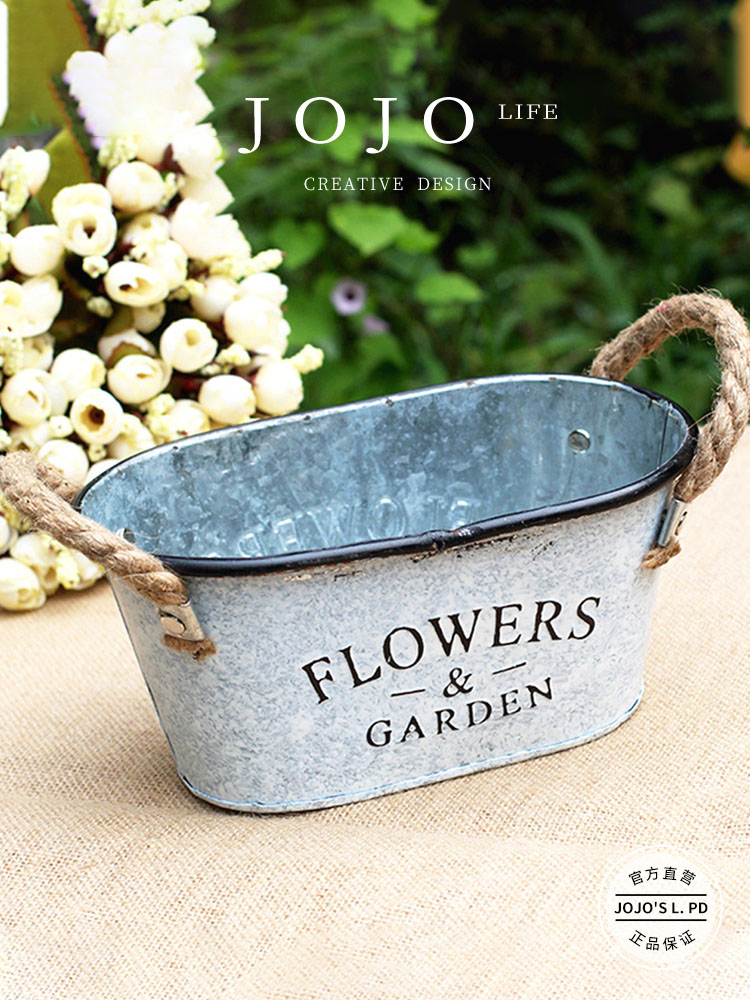 Jojo's L. Pd. Field. Small Flower Pot Flower Gardening French Retro Minimalist Distressed Iron Sheet | Zhou Dian