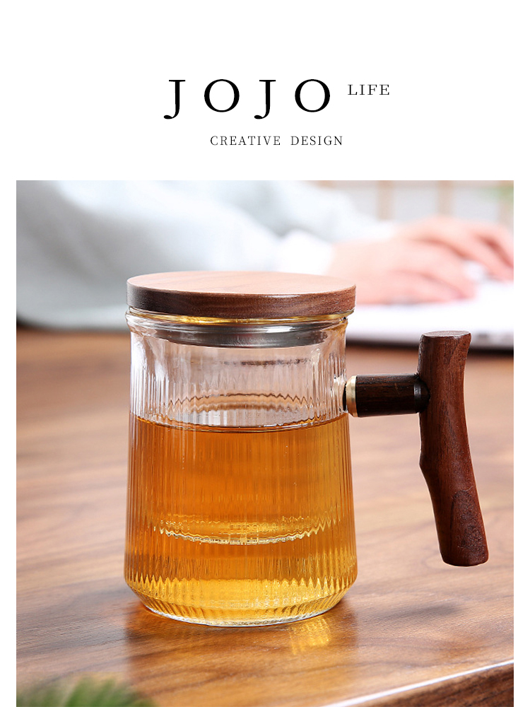 Jojo's L. Pd. Blue. Cup Set For Home Office Japanese High Temperature Resistance Stripes Teacup with Lid | Blue Talent