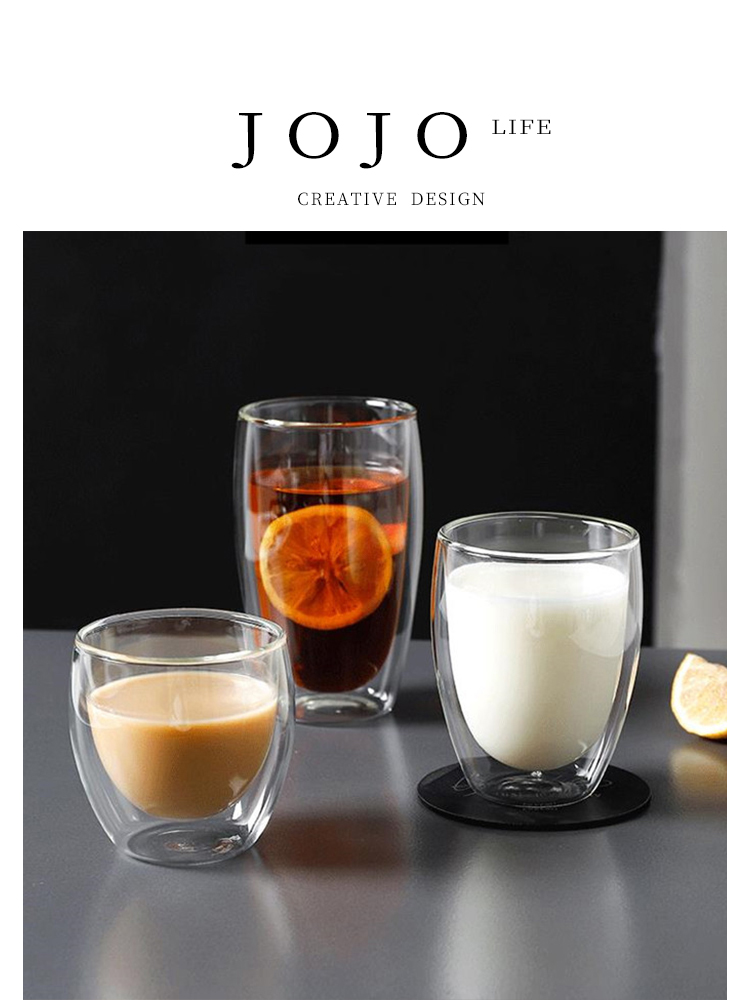 JOJO's Bizarre Adventure Egg-Shaped Double-Layer Insulated Glass Cup Set | Minimalist Fashion