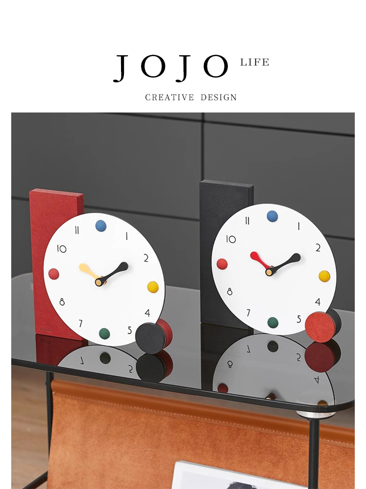 Jojo's L. Pd. Line. Clock Home Ornament Study and Bedroom Desktop Decoration Entrance | Line Sequence