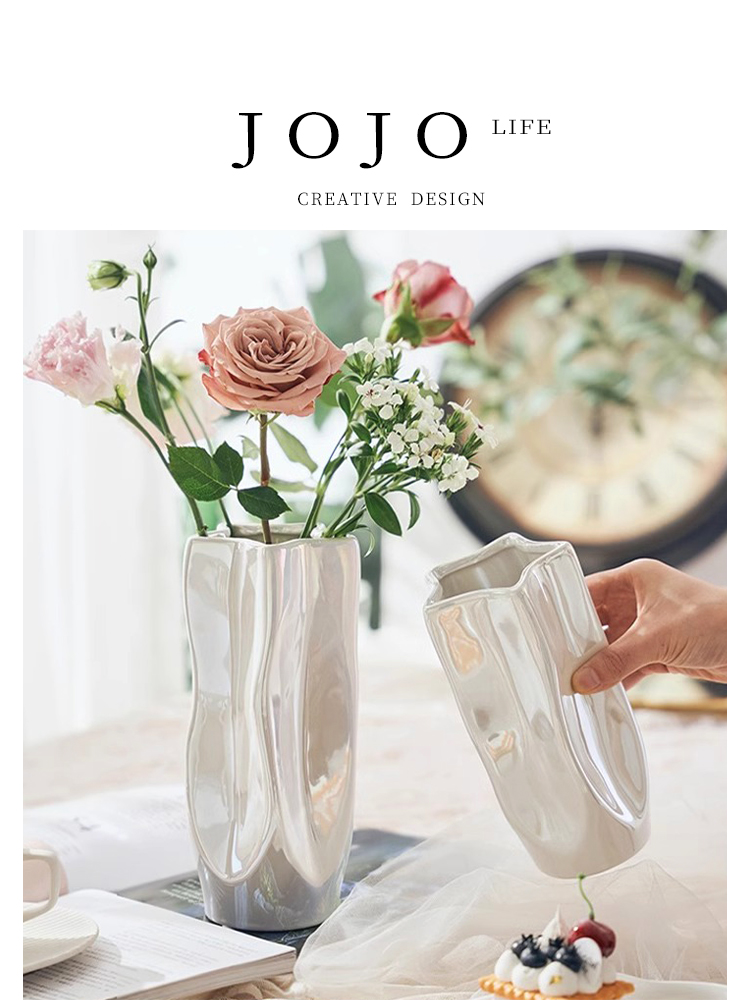 Curved Surface Accessible Luxury Ceramic Flower Arrangement Decoration Creative Pumping