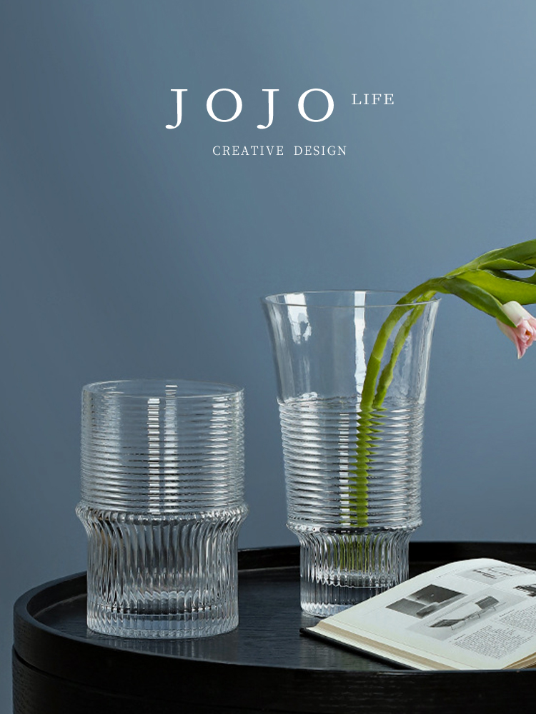 Jojo's L. Pd. Belle. Transparent Straight-leg Thread Glass Vase Decoration Living Room Decorations Thread Three-Dimensional