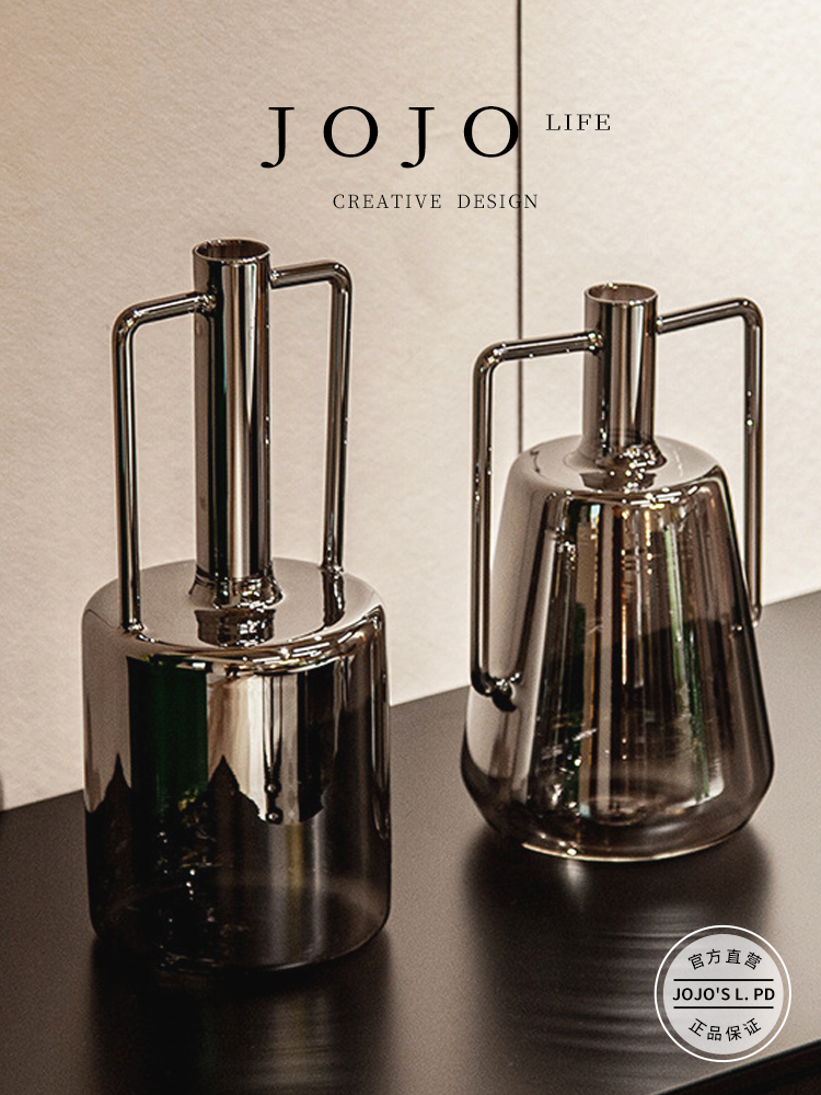 Jojo's L. Pd. Xinqi. Flower Arrangement Glass Bottle Electroplated Borosilicate Silver Metal Feeling Living Room | Letter Paint