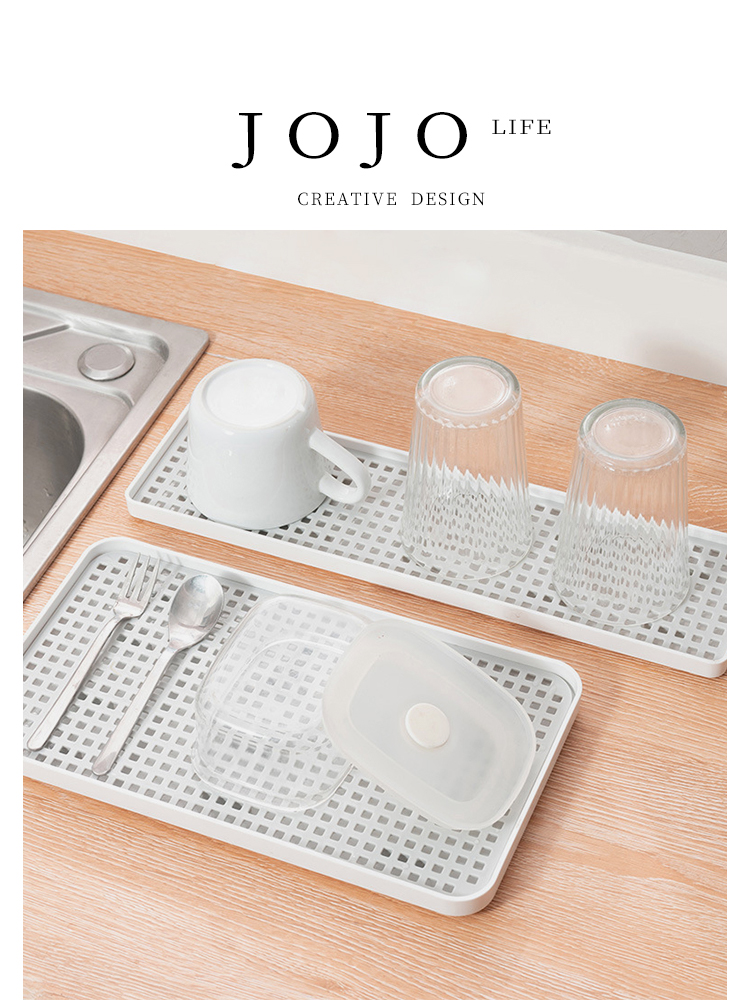 Jojo's L. Pd. Grid. Kitchen For Home Drain Tray Double-Layer Rectangular Tea Tray Fruit Plate
