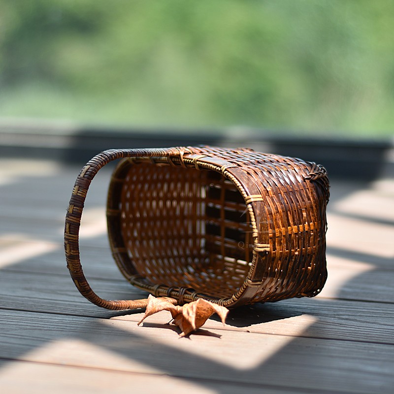 Mini Satchel Retro Tea Basket Black Bamboo