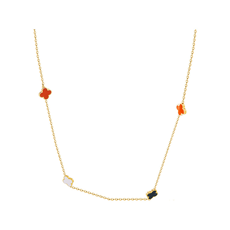 Fashion Titanium Steel Necklace Women's Sweet Accessory Clover