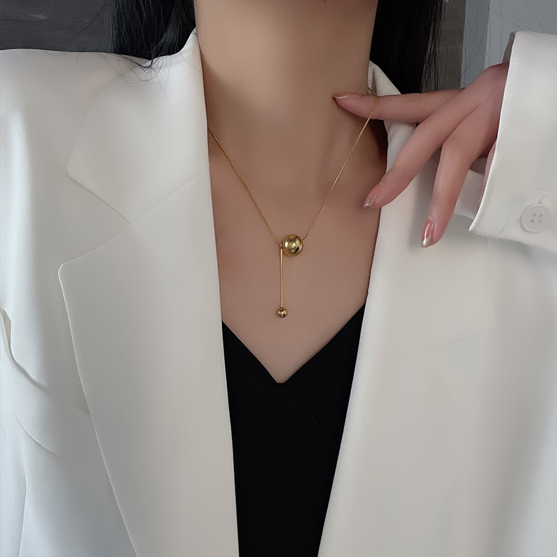 Titanium Steel Simple Accessible Luxury round Beads Female Elegant Student Necklace