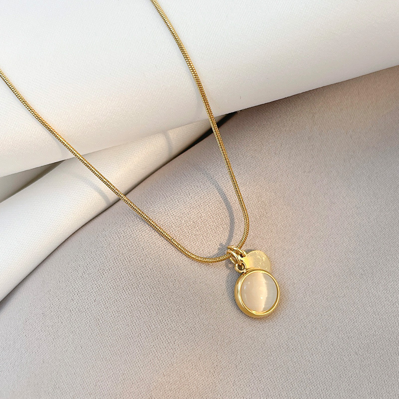 Female Accessories Titanium Steel Pendant Clavicle Chain Minimalist Opal
