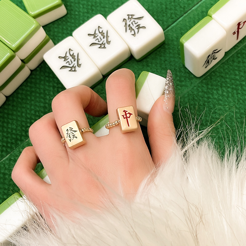 Fortune Red Free Size Lucky New Year Mahjong Ring