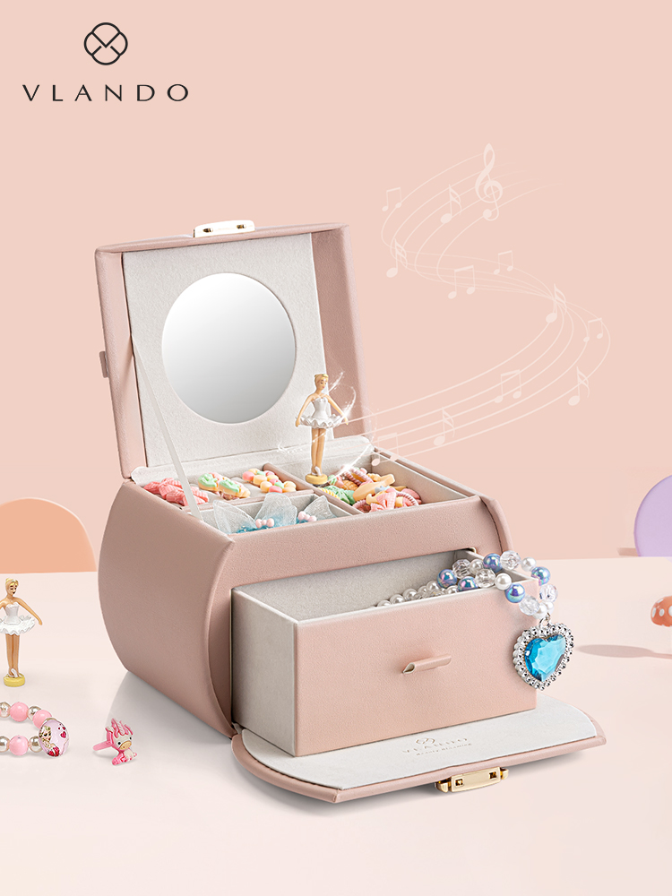 Vlando Kids Hair Ring with Lock Girls Jewelry Box