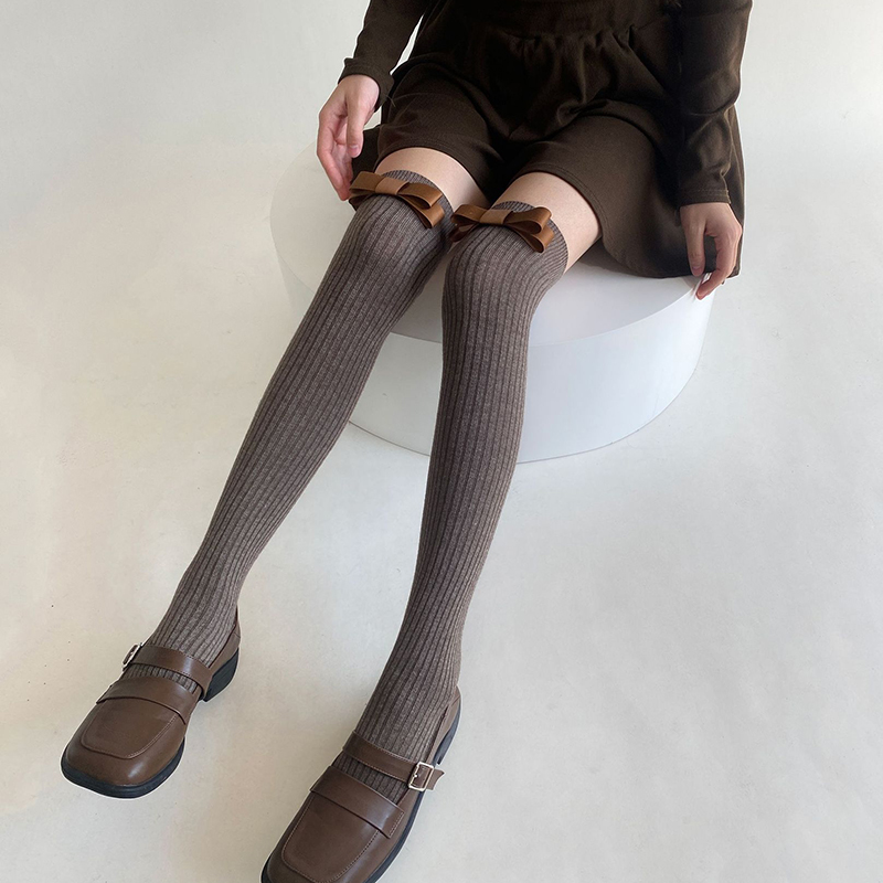 Japan fashion Sweet White Bow over the Knee Hose Tube Socks Women Autumn and Winter Comfortable Warm Thigh Lolita Socks
