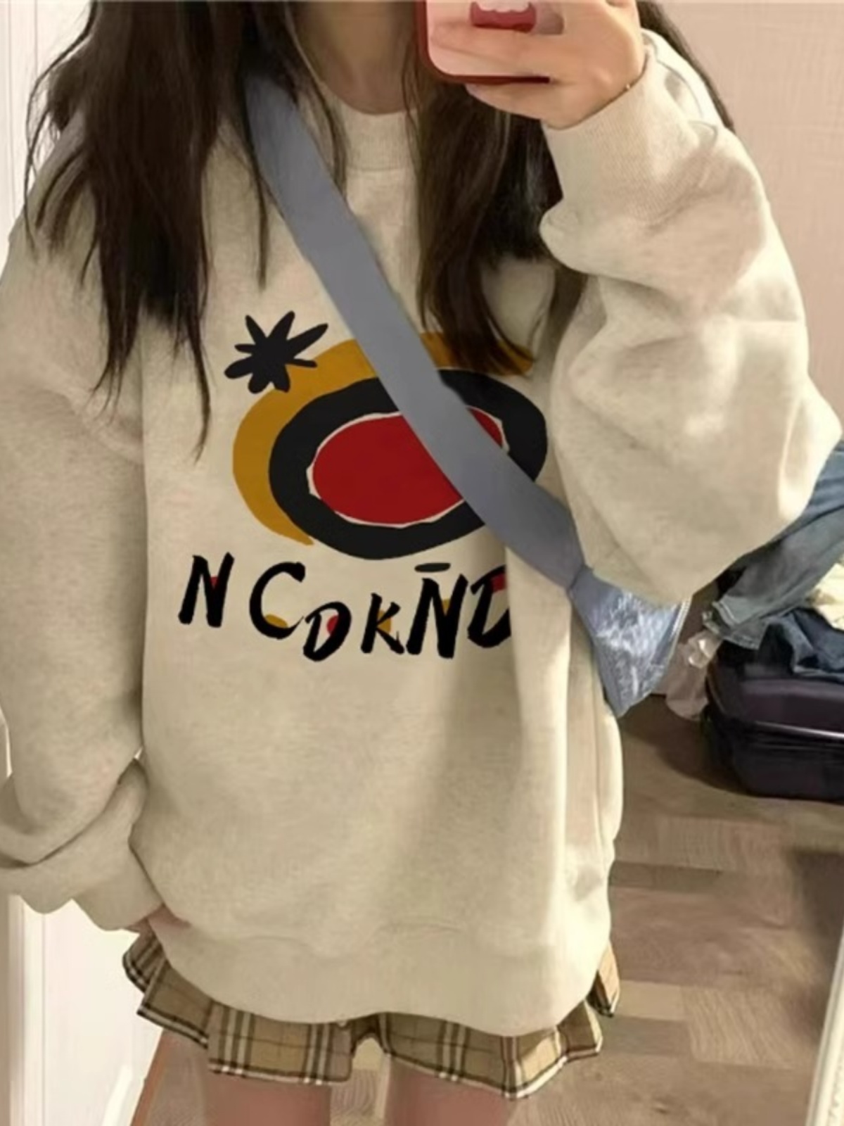 Pure Cotton Silver Fox Velvet Spring & Fall Velvet Padded Thickened Sweater Female 2025 New Arrival Best Selling round-Neck Non-Hoodie Gray American Style Loose