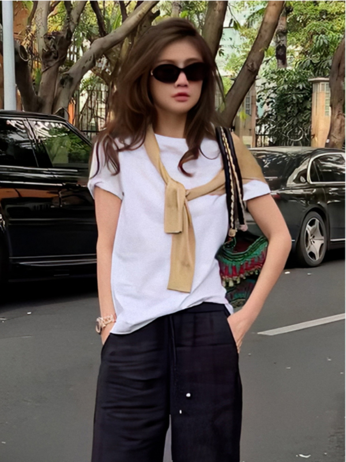 White Heavy Weight Pure Cotton Women's Shoulder T-Shirt Summer Best Selling Pure White Super Nice Unique Chic Loose Slimming Half Sleeve