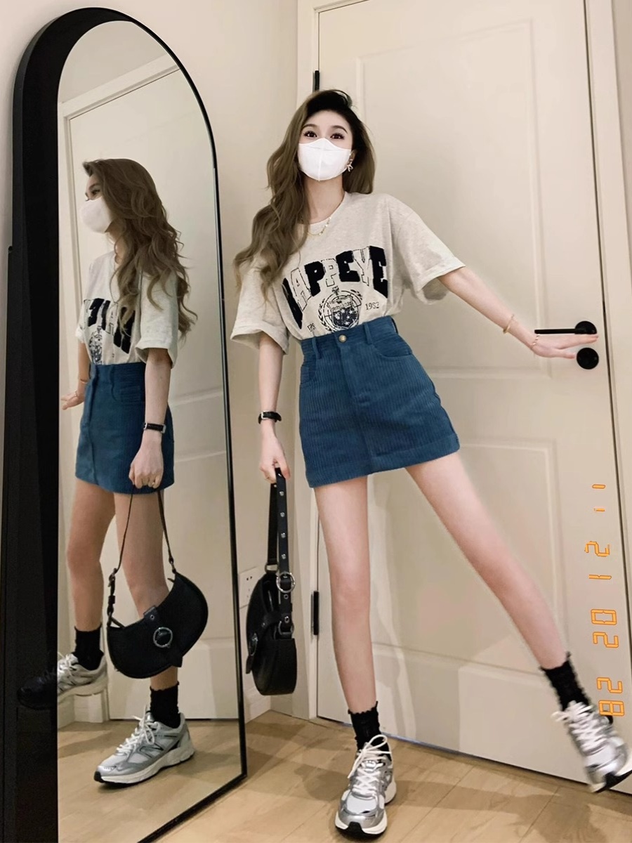 Korean Style Casual Elegant College Style Fun Printing Short Sleeve T-Shirt Women's Summer 2025 Loose Fashion Pop Top