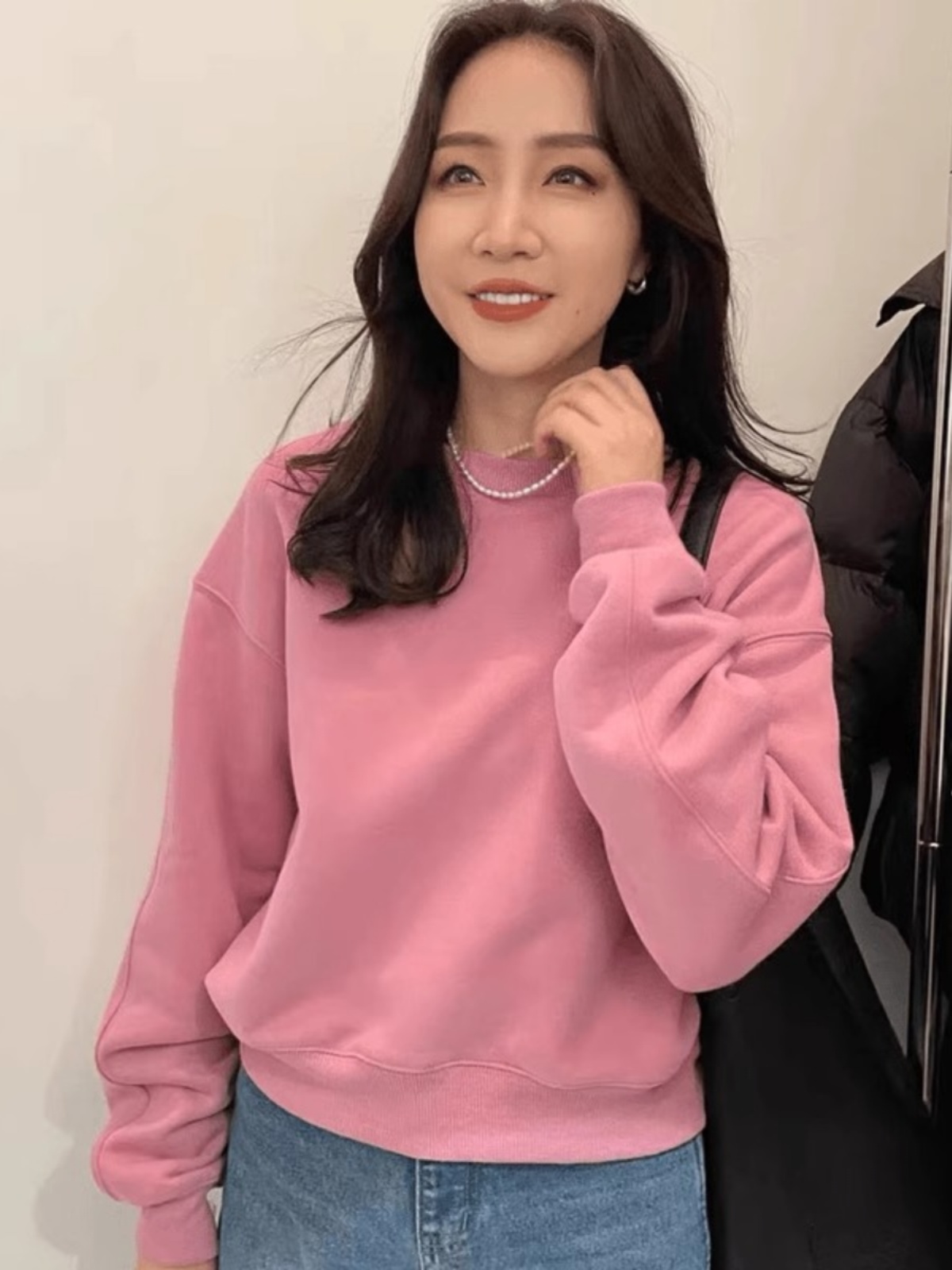 Pink Short Round Neck Sweatshirt Women's Spring and Autumn 2025 New Arrival Best Selling Fashionable Stylish Autumn Loose Top without Hood
