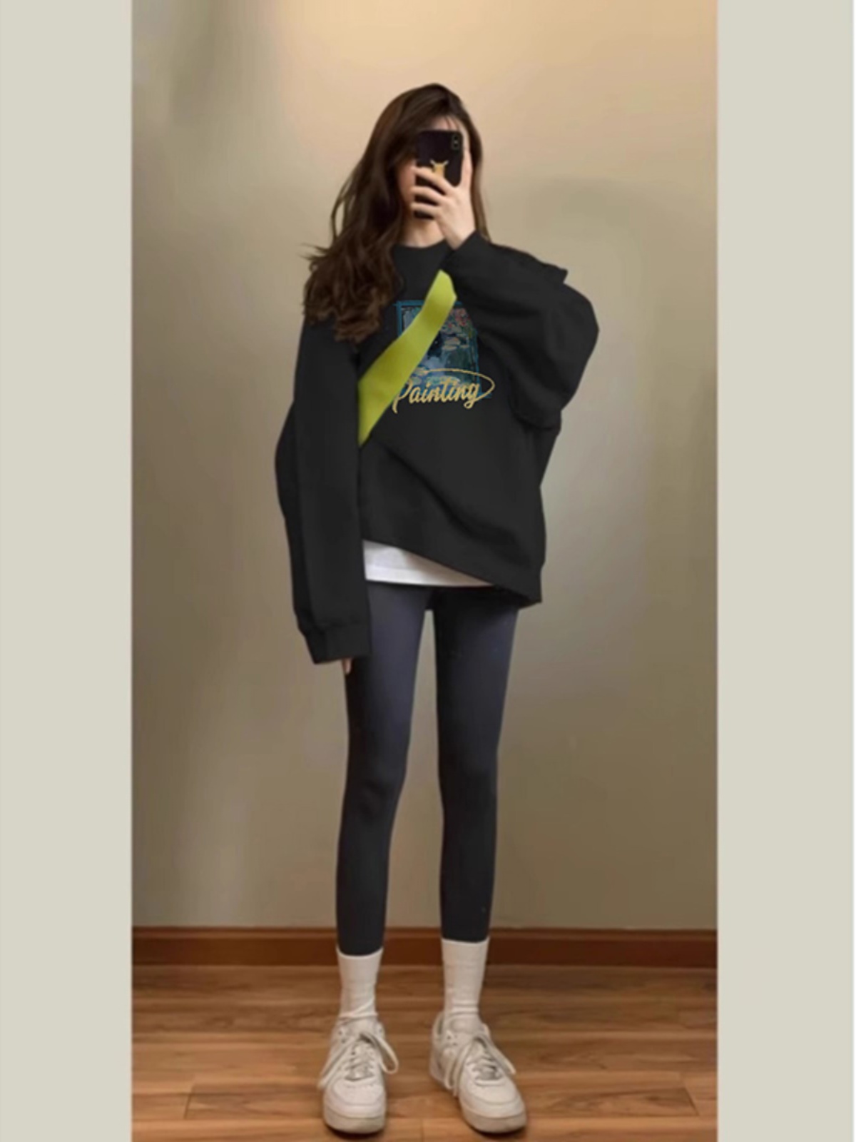Oil Painting Letters Printed Crew Neck Sweatshirt Women's Spring and Autumn 2025 New Arrival Best Selling Loose Casual Long Sleeves Jacket