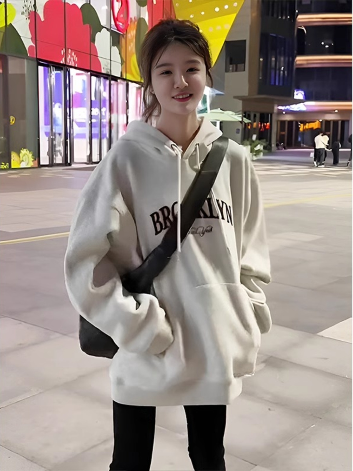 Idle Style Hooded Thickened Brushed Hoody Female Spring & Fall 2025 New Arrival Best Selling Loose Mid Length Long Length Long Sleeves Tops Female