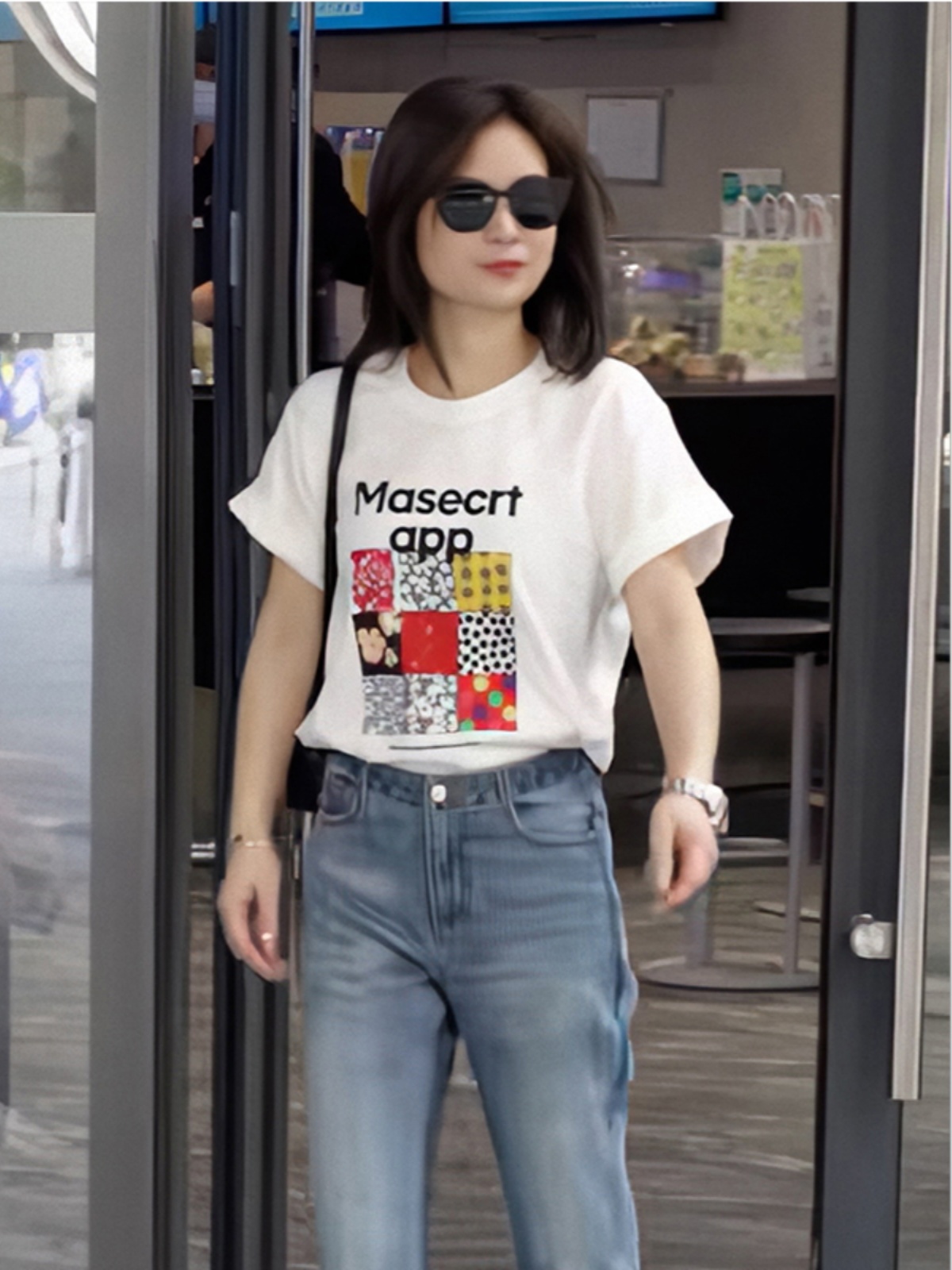 American-Style White Shoulder Short Sleeve Women's T-Shirt Summer Super Nice Hong Kong Style Chic Loose Slim Looking Half-Sleeve T-shirt Top