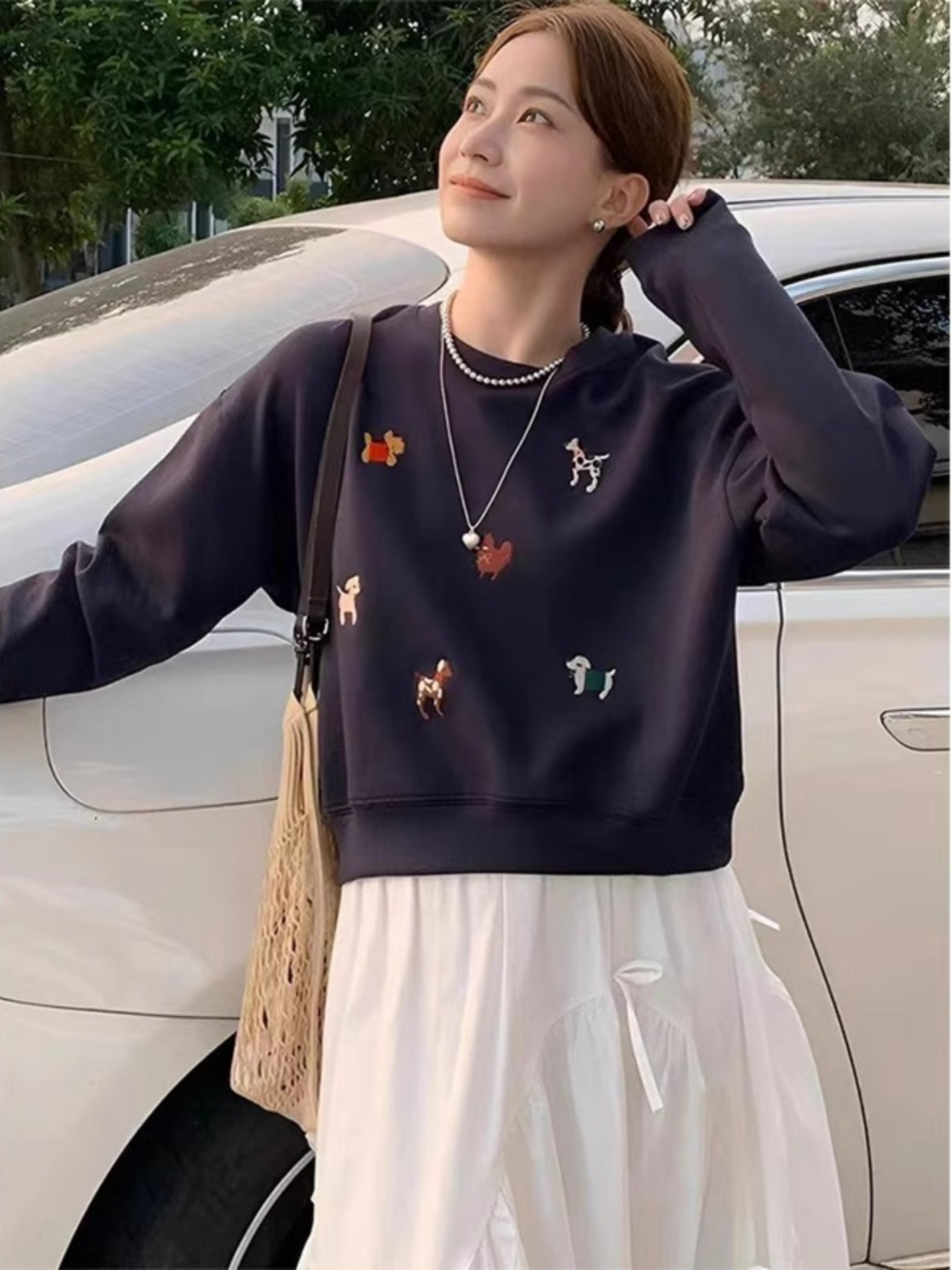 Idle Style Print round Neck Long Sleeves Sweatshirt Women's 2025 Early Autumn New Arrival Best Selling Loose Small Casual Tops
