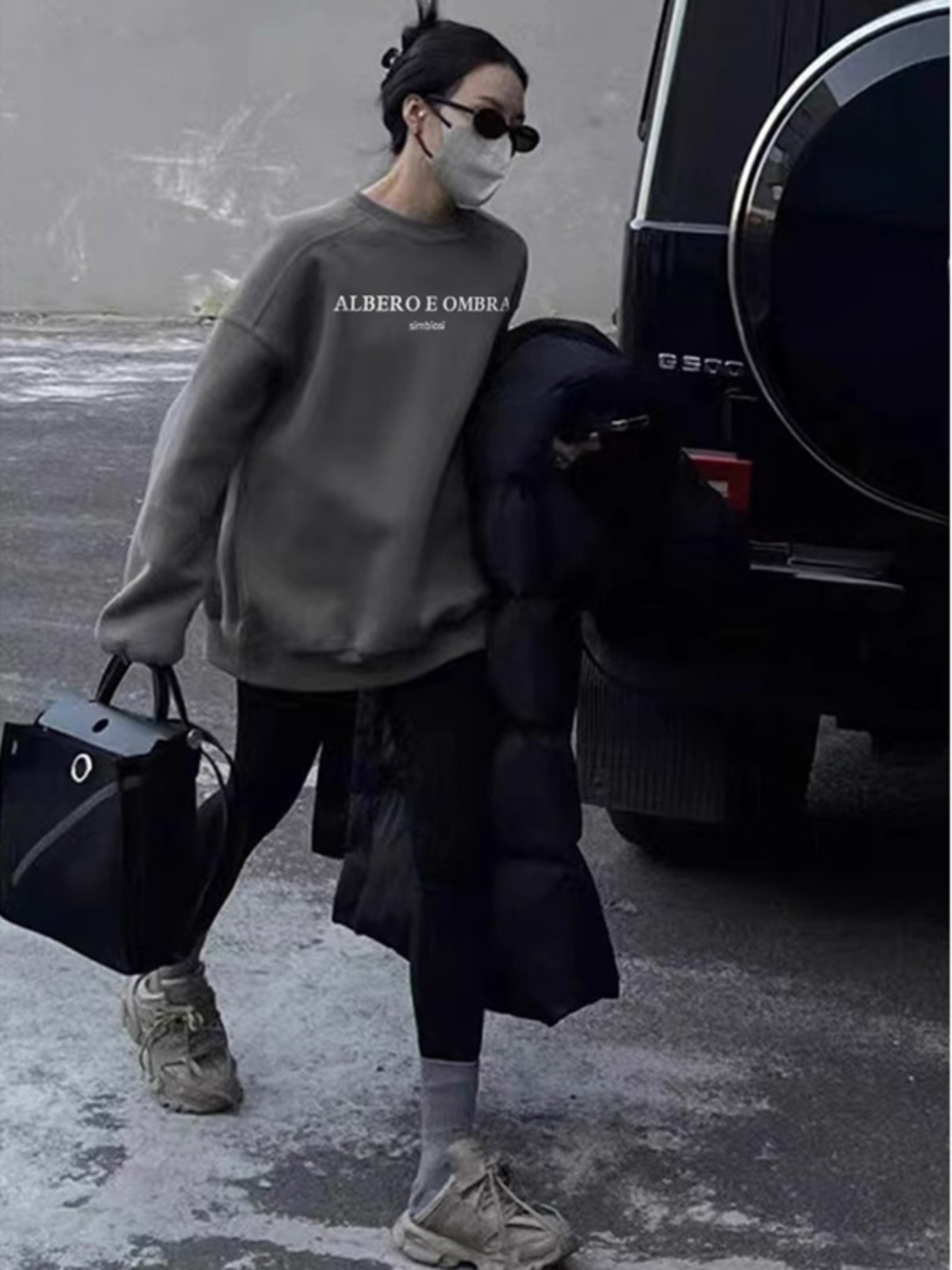 Fancy Wear Gray Lazy Style Top 2025 Spring & Fall New Arrival Velvet Padded Thickened Coat round Neck Sweatshirt Women's