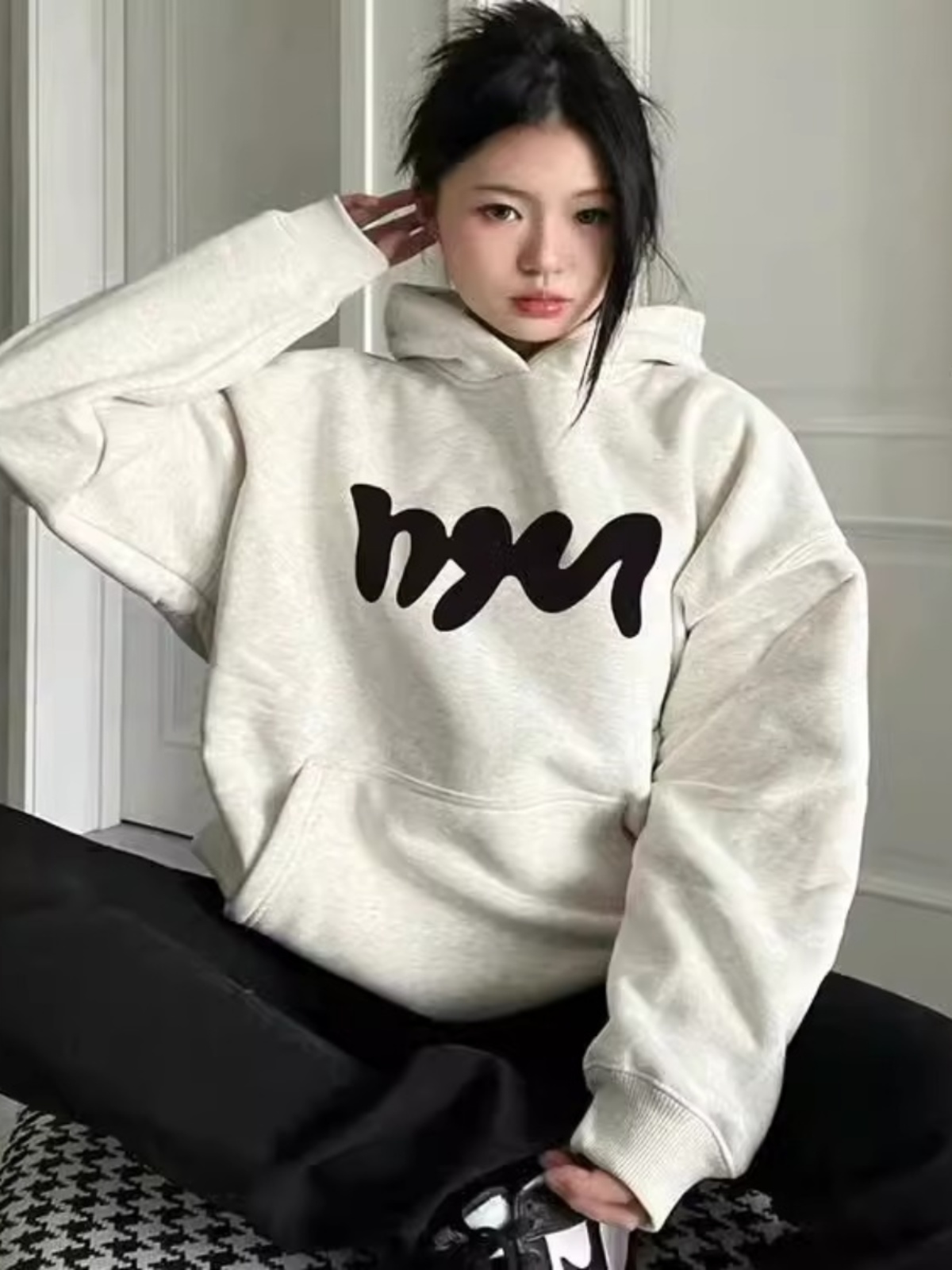Spring and Autumn Hooded Sweatshirt Female Spring & Fall 2025 New Arrival Best Selling Loose and Idle American High Street Outwear Fleece-lined Thickened