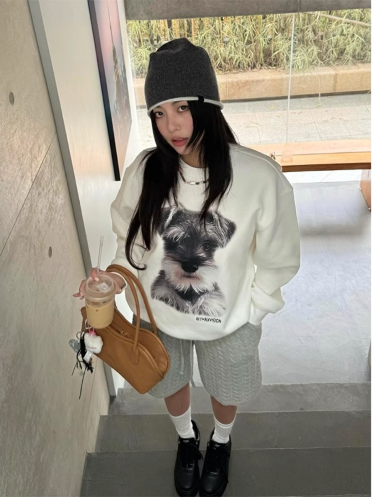 American Brushed Hoody Female Spring & Fall New Arrival Puppy Printed Unisex Style Outwear Retro High Street Loose Couple's Tops