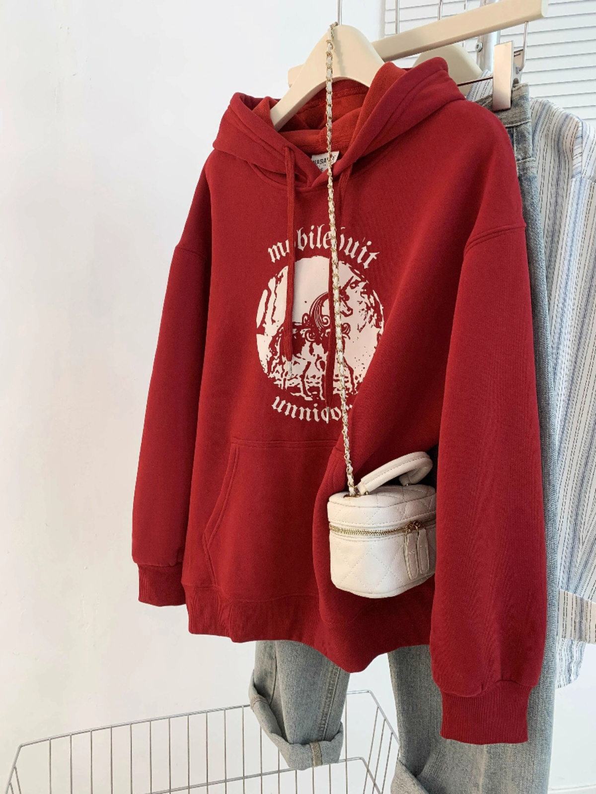 American Hooded Ankela Sweatshirt Female 2025 New Arrival Spring & Fall Loose Velvet Thickened Lazy Petite Top Tide