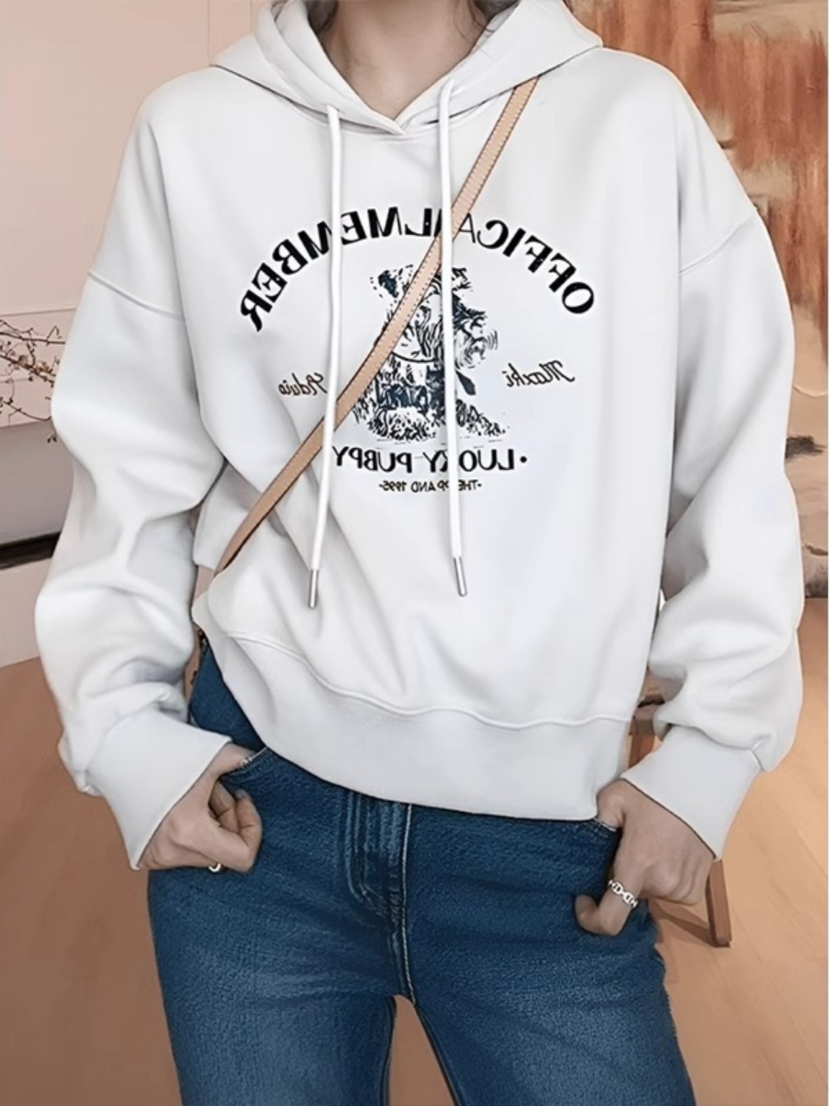 American Idle Style Hooded Fleece Lined Sweater Female 2025 New Arrival Best Selling Spring and Autumn Loose Design Long Sleeves Tops