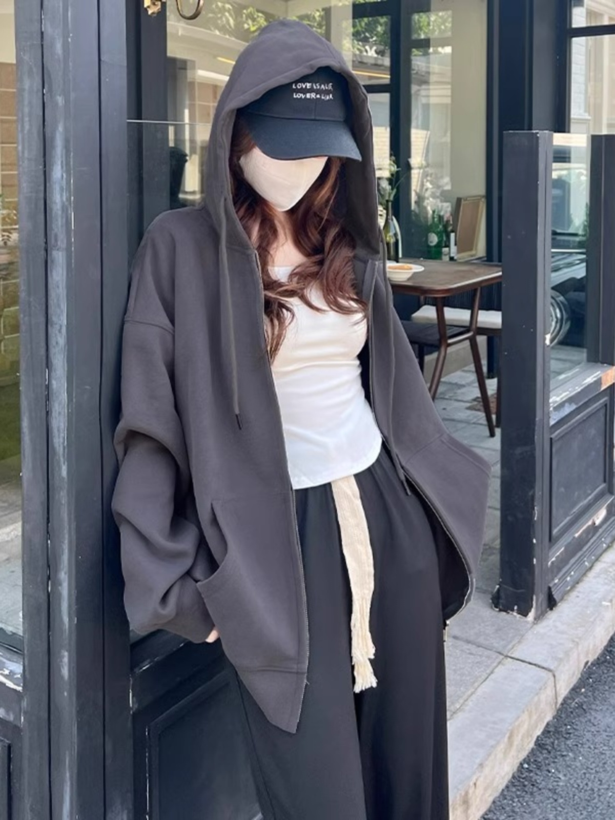 Outwear Women's Early Spring Autumn 2025 New Arrival Best Selling American Lazy Oversize Hoodie Zipper Cardigan Sweater