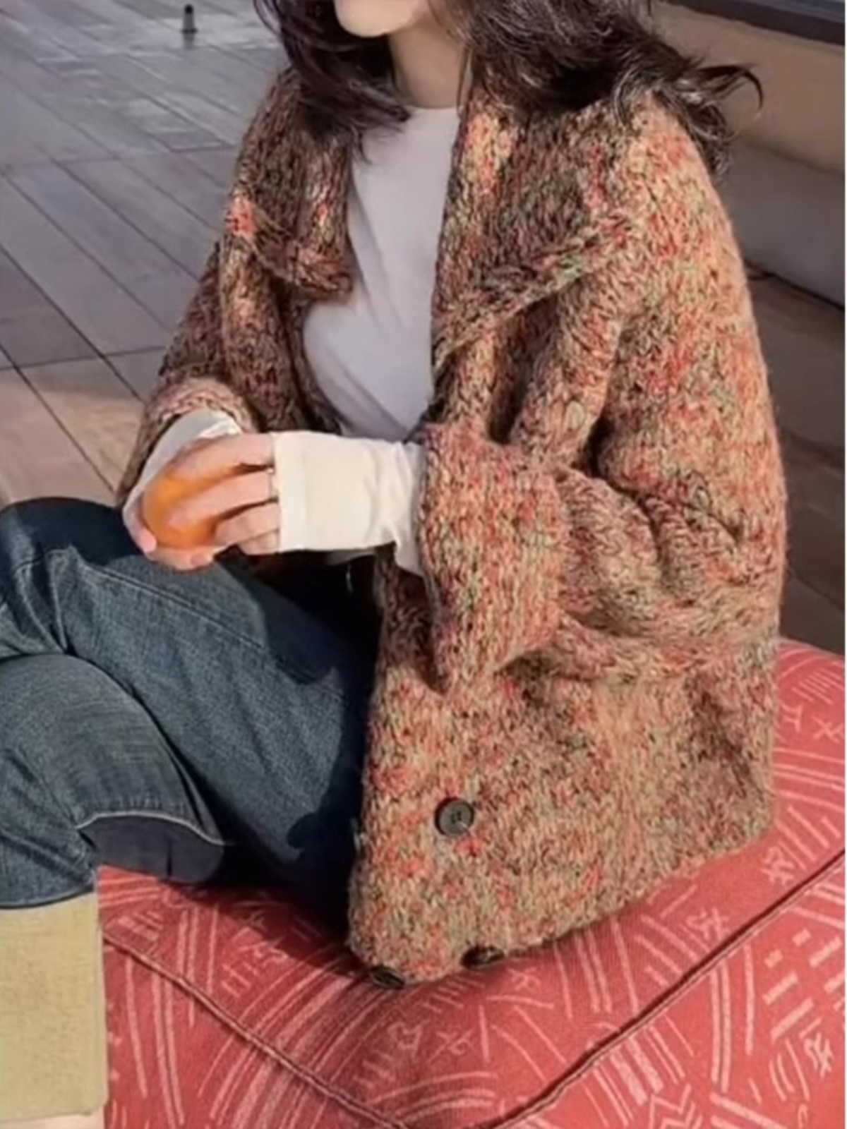 French Socialite Idle Style Loose Colored Knit Sweater Outwear Female Spring Fancy Stylish Cardigan Spring Female