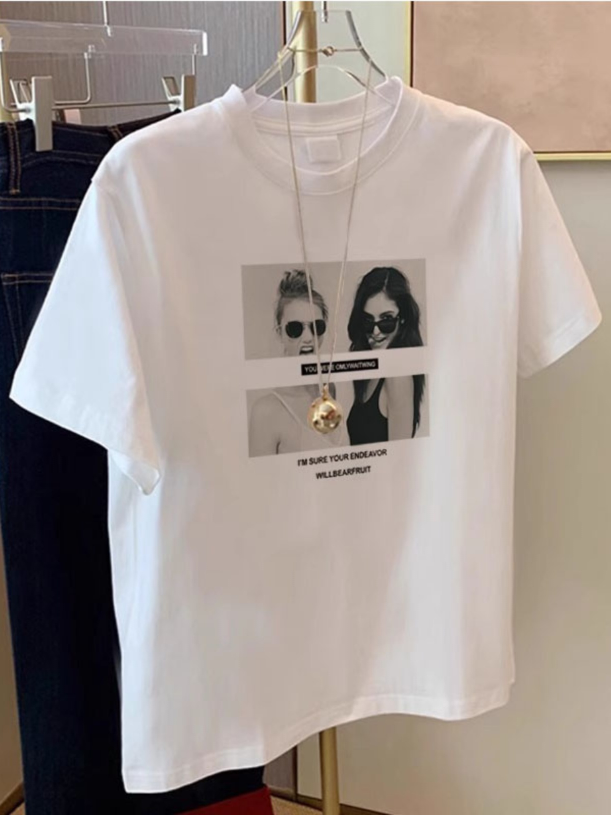 2025 Summer New Arrival White Pure Cotton Short-Sleeved T-Shirt Female Loose Easiest for Match Fashionable Stylish Younger Pattern Print Tops Tide