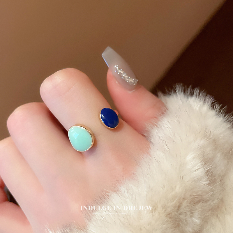 French Double Color Asymmetrical Open Ring Accessible Luxury Fancy Elegant Fashion Ring Women 2025 New Arrival Hand Jewelry