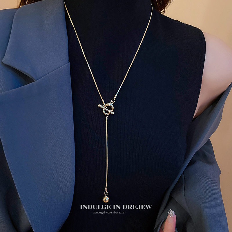 French Gold Necklace Women's New Niche Style Sweater Chain Long Accessible Luxury Fancy Fashion All-Match Summer Accessories