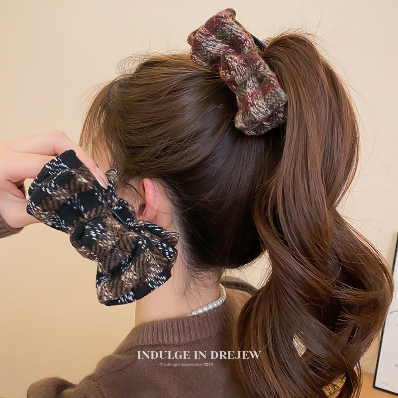 Retro Double-Sided Plaid Bow Claw Clip Female Fancy New Hairpin Head Shark Clip Stylish Hair Accessories
