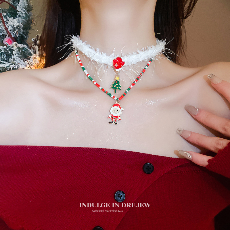 Christmas Limited Snowflake Plush Neck Chain Women New High-Grade Sense Niche Collar Atmosphere Sense Clavicle Accessories