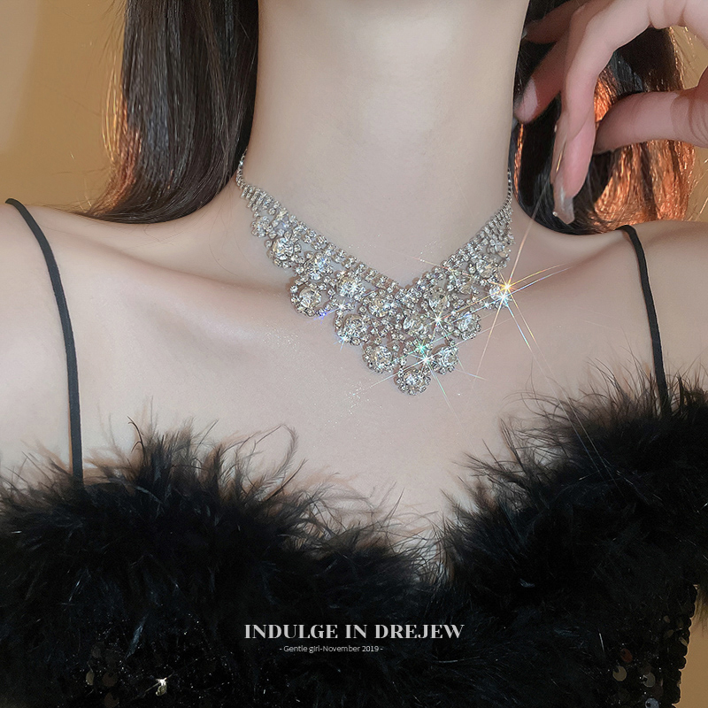 Exquisite Shining Diamond Silver Necklace Light Luxury Minority Fancy Clavicle Chain 2025 New Arrival Best Selling Necklace Accessories Female