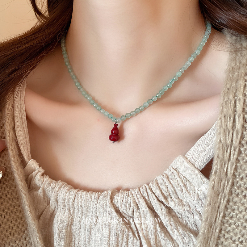 New Chinese Style Red Gourd Necklace for Women 2025 New Arrival Light Luxury Minority Sweater Chain Elegant Accessories
