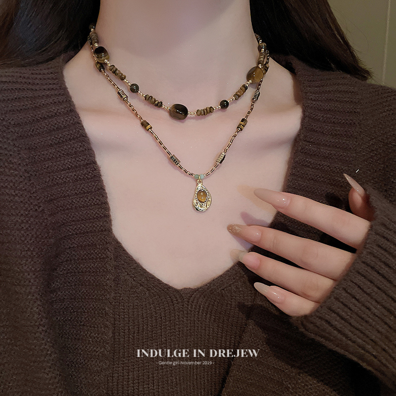 Brown Maillard Necklace Women's Light Luxury Minority Fancy Sweater Chain 2025 New Arrival Best Selling Sweatshirt Chain Accessories