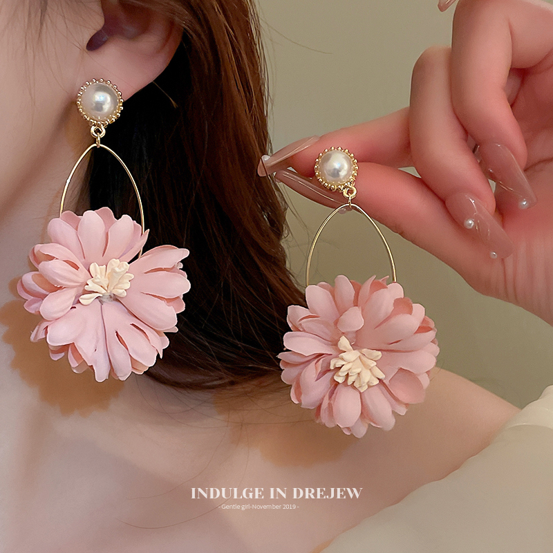 Beautiful Flowers Earrings 2025 New Arrival Best Selling Internet-Famous and Vintage Temperamental Minority Seaside Holiday Fairy Style Earrings Eardrops