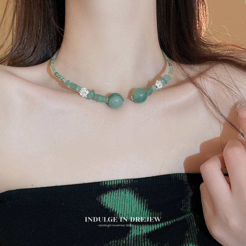 New Chinese Green Neckband Necklace Women's 2025 New Arrival Choker Neck Band Retro Han Chinese Clothing Necklace Accessories