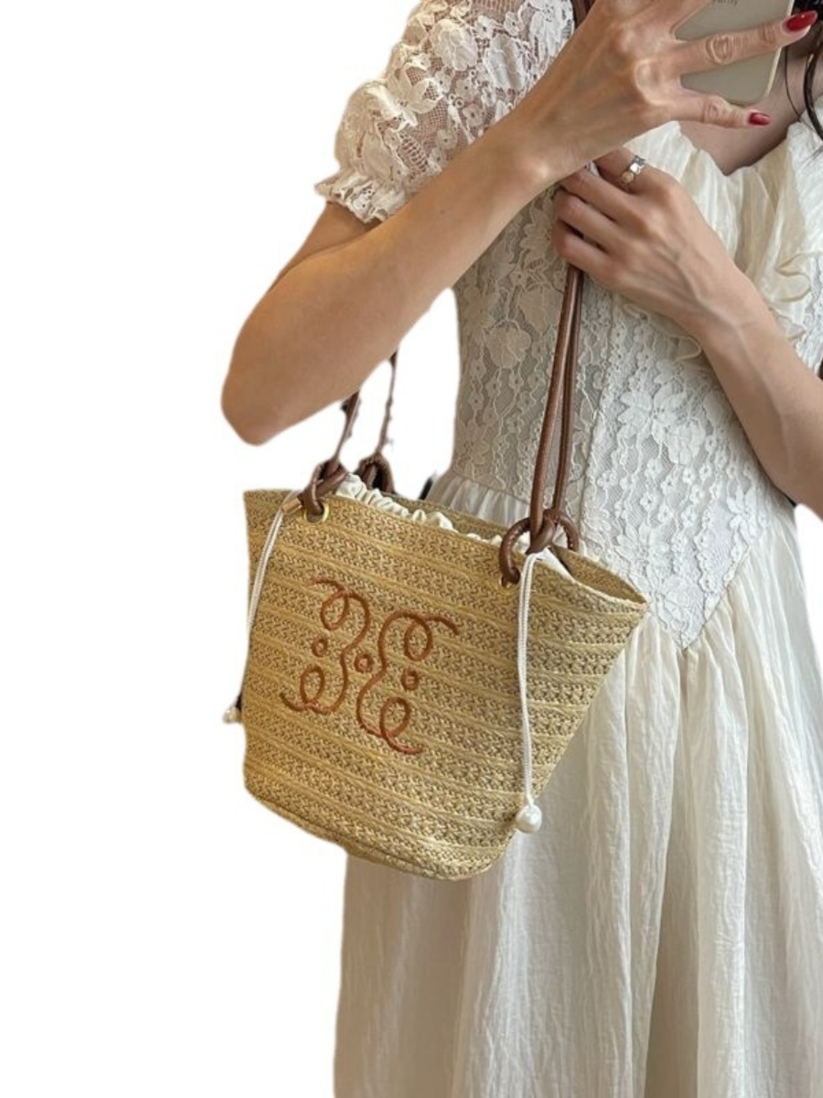 Woven Tote Bag Mori Style Straw Bag Female 2024 New Arrival Tide Stylish Good Texture Niche Style Underarm Bag Retro Universal