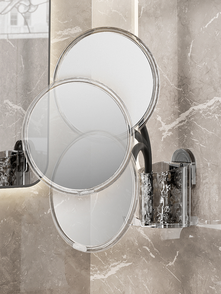 Buckle Suction Cup Corrugated Cosmetic Mirror Storage Rack Drawer Cosmetic Desktop Bathroom Bathroom Vanity Storage Box