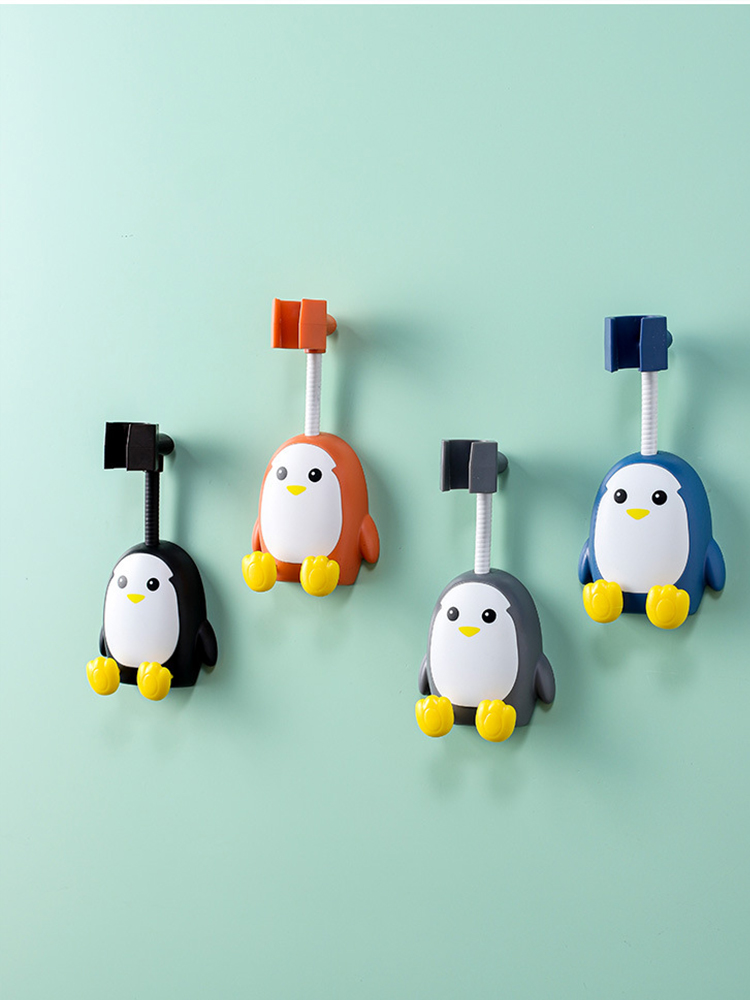 Cartoon Penguin Shower Bracket Punch-Free Universal Adjustable Bathroom Shower Nozzle Shower Head Accessories Fixed Base