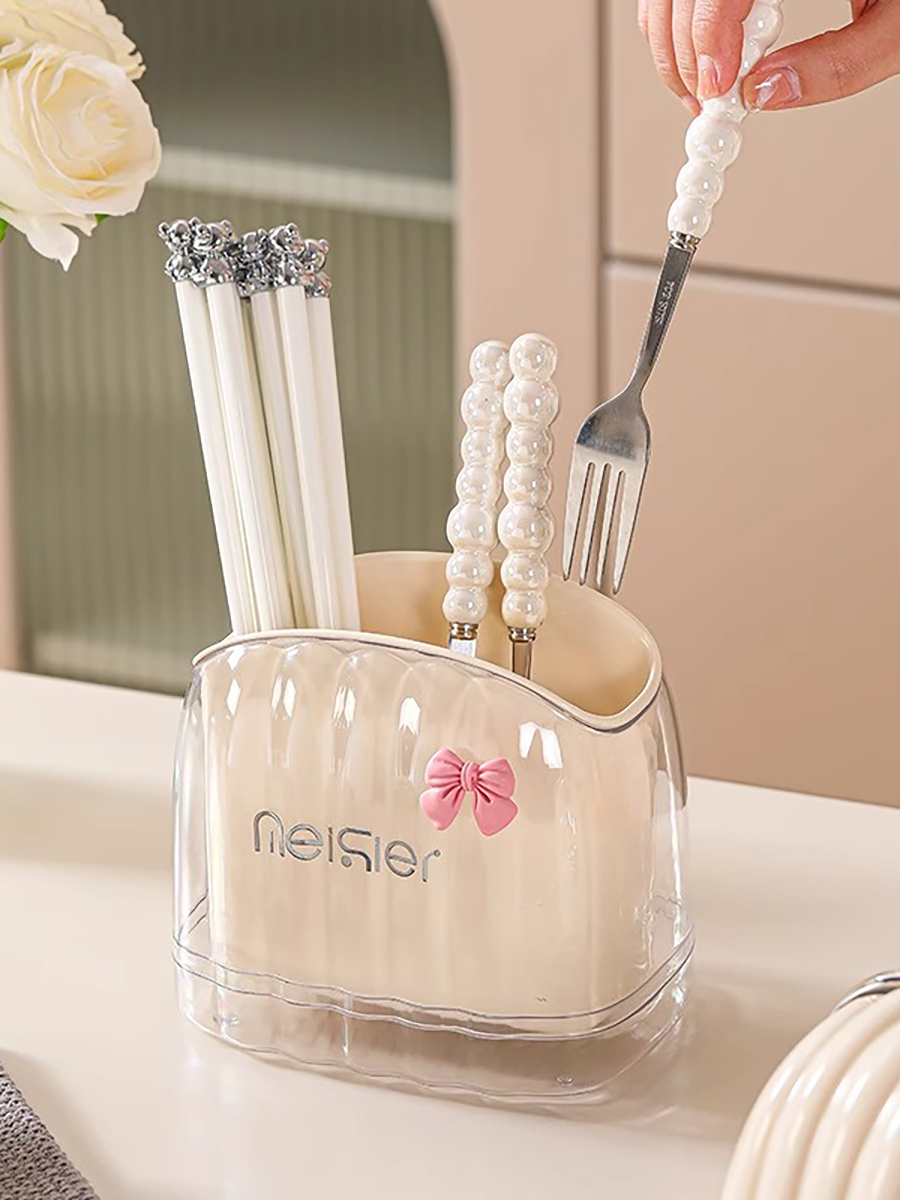 Minimalist Cream Style Chopsticks Cage Kitchen Dedicated Multifunctional Tableware Chopsticks Storage Box Double-Layer Draining Mildew-Proof Chopsticks Holder