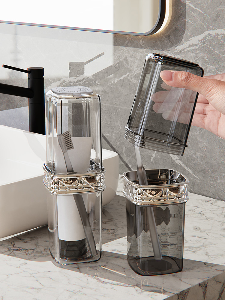 Rattan Plaid Travel Wash Cup Gargle Cup Accessible Luxury Transparent Toothbrush Cup Good-looking Kids Cup Student Tooth Cup