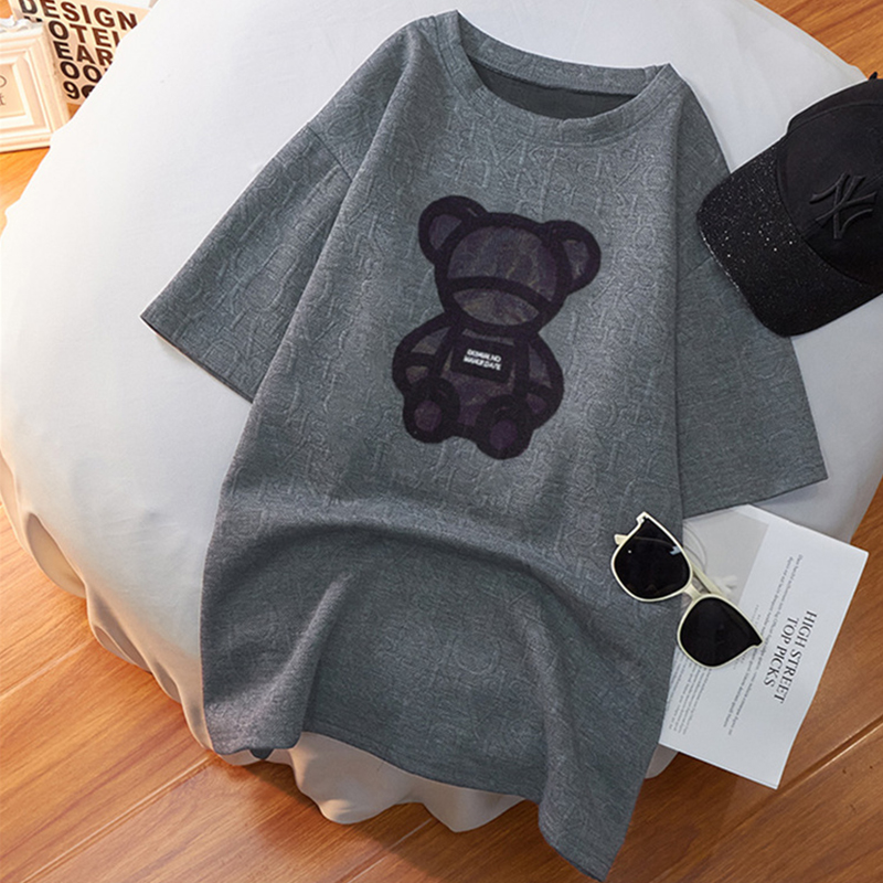 Plus Size Short Sleeve T-Shirt Women's Top Loose Slim Looking Plus Size Ladies plus Size 100.00kg Plus Size Ladies Easiest for Match Half-Sleeve Summer Wear Trendy